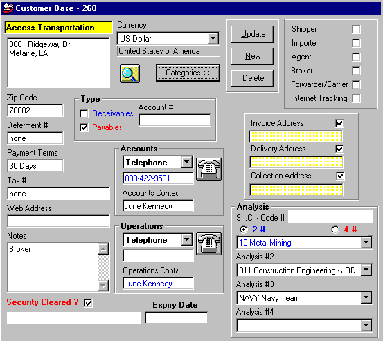 Enter your Customer details here